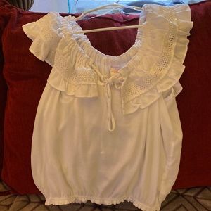 White off shoulder womens top size Large